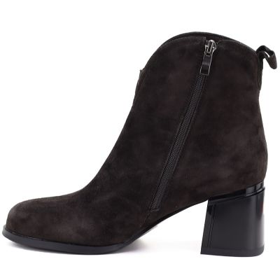 3. Damen-Ankle-Boots aus Leder mit hohem Absatz, Schokoladenbraun, Vinceza 91178