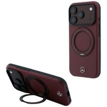 Mercedes Leather with Ring Stand MagSafe Hülle für iPhone 18 Pro Max / 17 Pro Max – burgunderrot