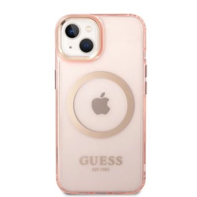 3. Guess GUHMP14SHTCMP iPhone 14 6.1" pink/pink Hartschale Gold Outline Translucent MagSafe