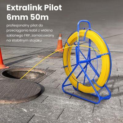 4. Extralink Pilot-Kabelzieher Pilot 6 mm 50 m GFK-Glasfaser, Durchmesser 6 mm, Länge 50 m, Gelb