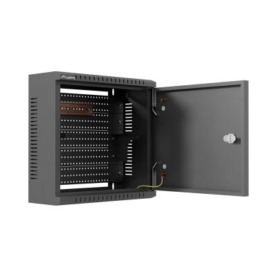 8. LANBERG Installationsschrank TPR 10" mit Mesh-Platte 340×340×140, schwarz (vormontiert)