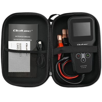 4. Qoltec 3-in-1 Digitaler Batterietester mit LCD-Display und polnischer Menüführung, 6 V, 12 V, 24 V, 10 Ah–200 Ah