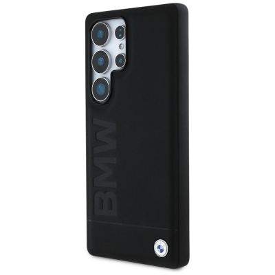 2. BMW Lederhülle mit großem Wortmark für Samsung Galaxy S25 Ultra, Schwarz