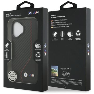 8. BMW M Carbon Line & Logo MagSafe Case für iPhone 17 – Rot