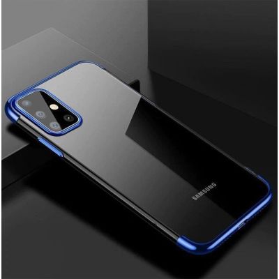 4. Clear Color Silikon Gel Electroplating frame Handyhülle Schutzhülle für Samsung Galaxy A72 4G blau