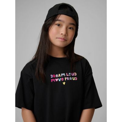 5. Locker geschnittenes Mädchen-T-Shirt mit Aufdruck 4F 4FJRSS26TTSHF4137-20S