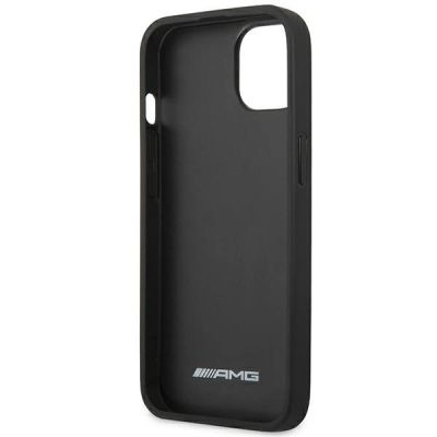 7. AMG AMHCP14MGSEBK iPhone 14 Plus 6,7 "schwarz / schwarzes Hardcase Leder geprägte Linien
