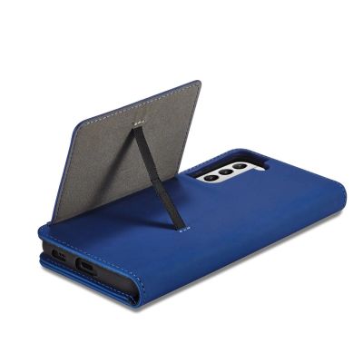 9. Magnetkartenhülle Hülle für Samsung Galaxy S22+ (S22 Plus) Tasche Geldbörse Kartenhalter Blau