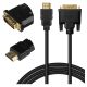 3. SAVIO HDMI-KABEL 19-PIN STECKER - DVI 18+1 STECKER 1,8 M SCHWARZ GOLDENE ANSCHLÜSSE CL-212