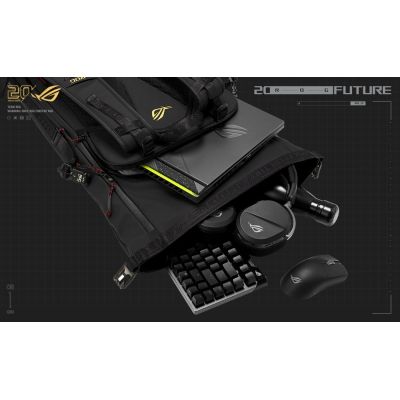 16. ASUS ROG SLASH Backpack Edition 20 Roll-Up Rucksack Schwarz Polyester, gewachstes Leder (zum Hochziehen)