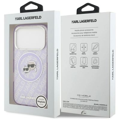 8. Karl Lagerfeld IML Glitter Karl & Choupette Heads Logo MagSafe Case für iPhone 17 Pro Max - Lila