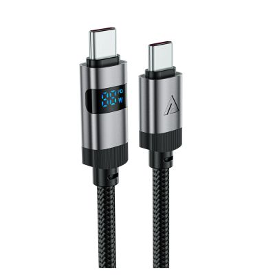 3. Acefast C15-03 USB-C - USB-C-Kabel mit Display 480Mb/s 60W 1,2m - Schwarz