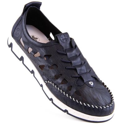 Rieker W RKR652 marineblaue durchbrochene Lederschuhe