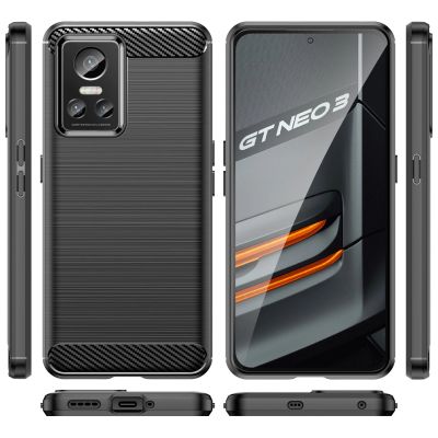 7. Carbon Case Hülle für Realme GT Neo 3 flexible Silikon-Carbon-Hülle schwarz