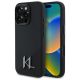 Karl Lagerfeld Silikon-Schutzhülle mit Shadow Metal Initialen und MagSafe-Design für iPhone 16 Pro – Schwarz