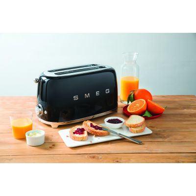 6. Smeg TSF02BLEU Toaster, schwarz, 4 Scheiben, Metallgehäuse