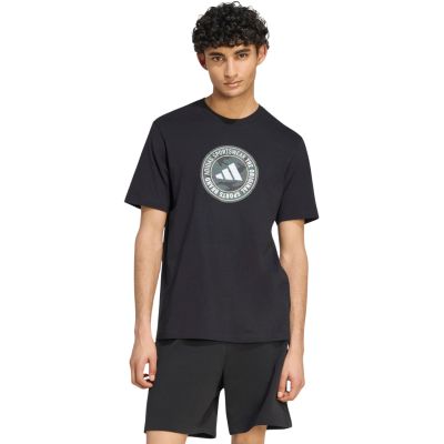 adidas Herren-T-Shirt mit Camo-Kreis-Grafik, schwarz, KC7165