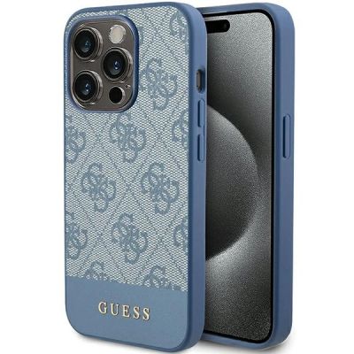 Guess 4G Stripe Collection Hülle für iPhone 15 Pro – blau