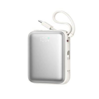 Joyroom JR-PBF27 10000 mAh 22,5 W Powerbank mit integrierten USB-C- und Lightning Kabeln - Weiß