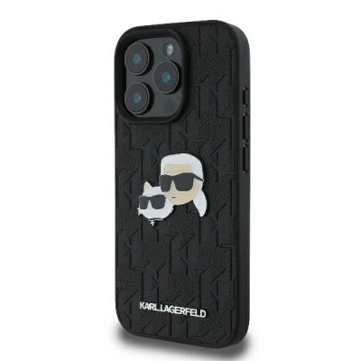 2. Karl Lagerfeld Monogram Karl & Choupette Head Pin Hülle für iPhone 16 Pro Max – Schwarz