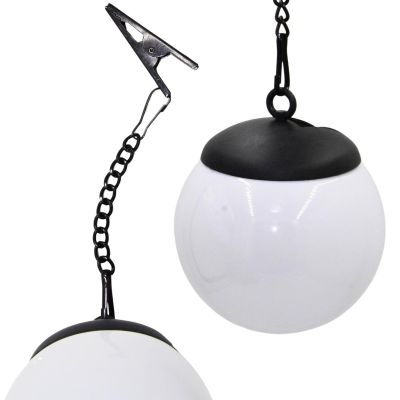 12. Solarlampe, Kugelleuchte aus Kunststoff mit Clip, 10 x 30 cm, 2er-Set