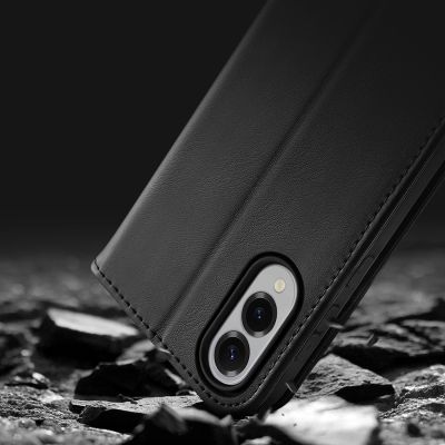 13. Dux Ducis Hivo Samsung Galaxy S25 Edge Hülle mit Klappdeckel und RFID-Schutz - Schwarz