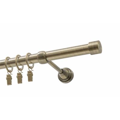 Einläufige Gardinenstange Ø 19 mm Antikmessing 240 cm LUNA mit Ringen KOWALSKI