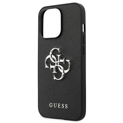 6. Guess Saffiano 4G Metal Logo Case für iPhone 13 Pro / 13 6.1" - Schwarz