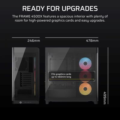 11. Corsair FRAME 4500X LX-R RGB Midi-Tower-Gehäuse mit Seitenwand aus gehärtetem Glas, Schwarz