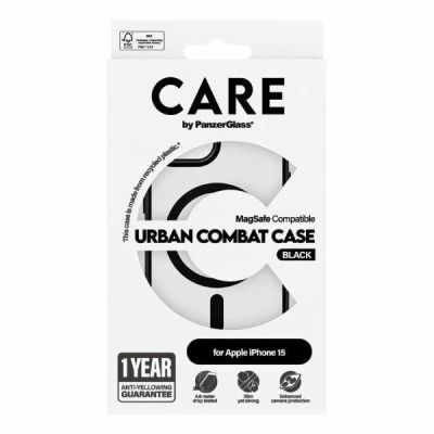 4. CARE by PanzerGlass Urban Combat Case MagSafe Hülle für iPhone 15 – Schwarz