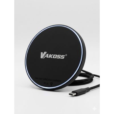 VAKOSS Qi-Kabelloses Induktionsladegerät 15W MY5316K Schwarz