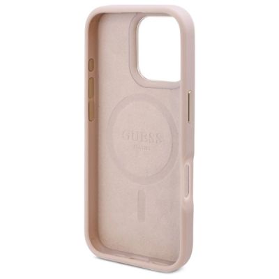 7. Guess 4G Logo Plate MagSafe-Hülle für iPhone 16 Pro Max – Rosa