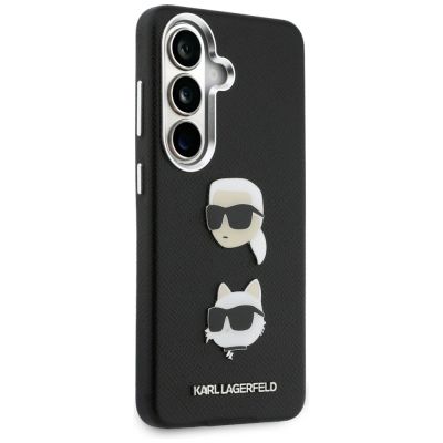4. Karl Lagerfeld Saffiano Doppelkopf-Metallhülle für Samsung Galaxy S26 - Schwarz