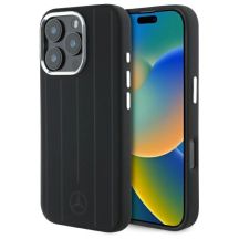 Mercedes Silikon Vertical Tonal Stripes MagSafe Hülle für iPhone 16 Pro Max – Schwarz