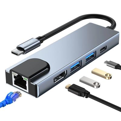 2. HUB Tech-Protect V3 5in1 USB-C – USB-A 3.0 / USB-A 2.0 / USB-C / HDMI / RJ45 – Grau