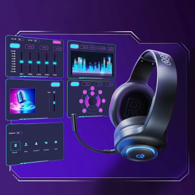 7. QCY Heroad V200 Tri-Mode Gaming-Kopfhörer mit 7.1-Sound, 240 Stunden Akkulaufzeit und abnehmbarem Mikrofon – Schwarz