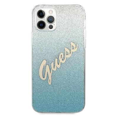 3. Guess, GUHCP12MPCUGLSBL iPhone 12/12 Pro 6,1" blau/blaue Hardcase Glitter Gradient Script