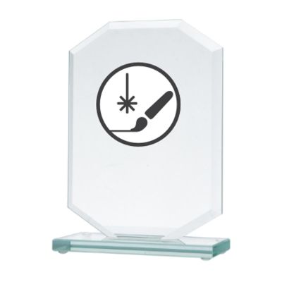 Gravierte Glastrophäe + Farbfüllung