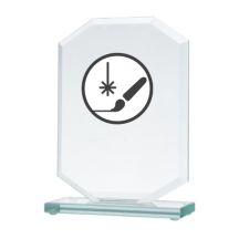 Gravierte Glastrophäe + Farbfüllung