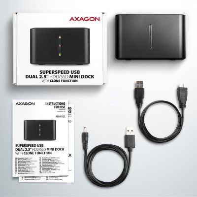 10. Axagon ADSA-D25 Festplatten-Dockingstation USB 3.2 Gen 1 (3.1 Gen 1) Typ micro-B Schwarz