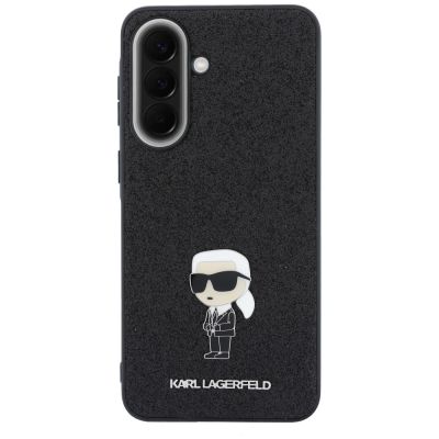 3. Karl Lagerfeld Schutzhülle mit festem Glitzer-Ikonik-Logo aus Metall für Samsung Galaxy A37 5G – Schwarz