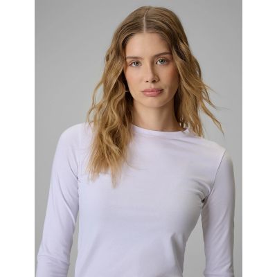 6. Langärmliges, schmal geschnittenes, glattes Damenshirt, Größe 4F 4FRSS26TLONF658-10S