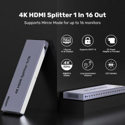7. Unitek 4K HDMI-Splitter, 1 Eingang, 16 Ausgänge, 4K@30Hz