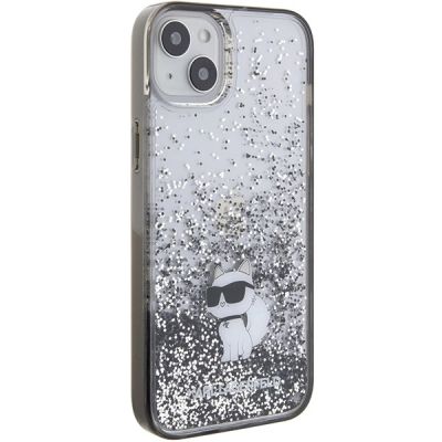 4. Karl Lagerfeld Liquid Glitter Choupette Hülle für iPhone 15 Plus – transparent