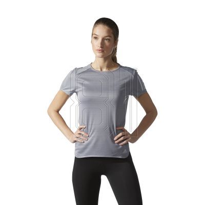 adidas Response Short Sleeve Tee Damen Laufshirt in Grau, mit der climacool Technologie für Abkühlung