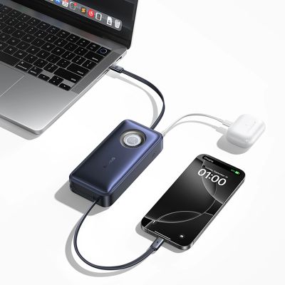 12. Baseus EnerCore CR11 20000mAh 100W Powerbank mit einziehbarem USB-C-Kabel – Schwarz