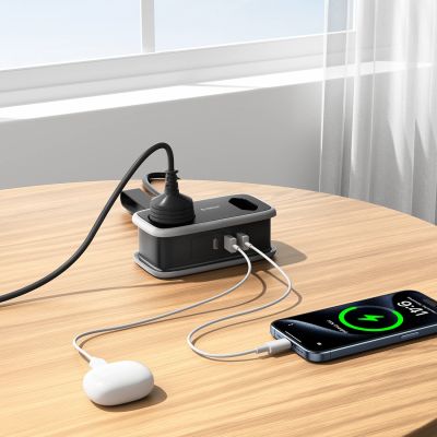 10. Orico AP3 65W GaN 6-in-1 Steckdosenleiste (2x Netzanschluss + 2x USB-A + 2x USB-C) – Schwarz