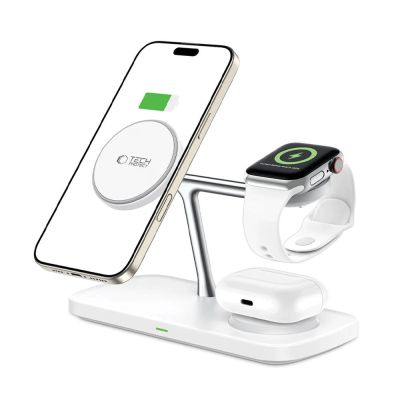 2. Tech-Protect QI15W-A45 3in1 kabelloses Ladegerät mit MagSafe für Apple -Geräte – Weiß