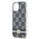 6. DKNY IML Checkered Mono Pattern & Printed Stripes MagSafe Hülle für iPhone 15/14/13 – Schwarz