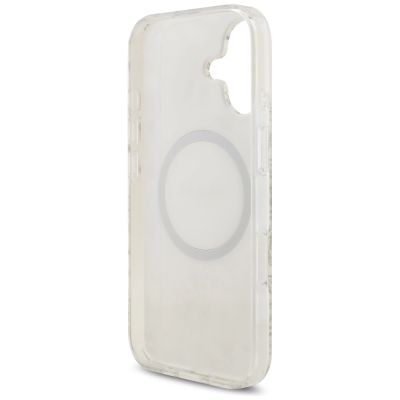 7. Guess IML Flowers Electro Pearl Strap MagSafe Hülle für iPhone 17 - weiß